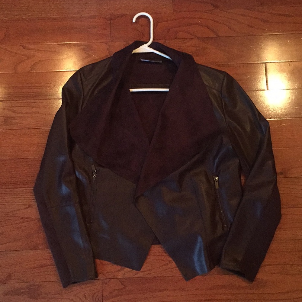 Bagatelle Open Front Faux Leather Jacket